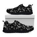 Black And White Flower Print Black Running Shoes