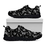 Black And White Flower Print Black Sneakers
