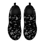 Black And White Flower Print Black Sneakers