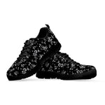 Black And White Flower Print Black Sneakers