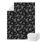 Black And White Flower Print Blanket