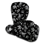 Black And White Flower Print Boxing Gloves