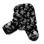 Black And White Flower Print Boxing Gloves
