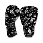 Black And White Flower Print Boxing Gloves
