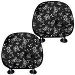 Black And White Flower Print Car Headrest Covers
