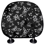 Black And White Flower Print Car Headrest Covers