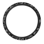 Black And White Flower Print Car Steering Wheel Cover