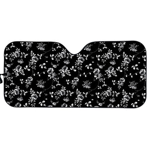 Black And White Flower Print Car Sun Shade