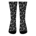 Black And White Flower Print Crew Socks