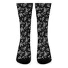 Black And White Flower Print Crew Socks