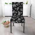 Black And White Flower Print Dining Chair Slipcover