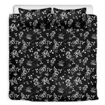 Black And White Flower Print Duvet Cover Bedding Set