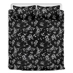 Black And White Flower Print Duvet Cover Bedding Set
