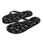Black And White Flower Print Flip Flops