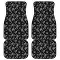 Black And White Flower Print Front and Back Car Floor Mats