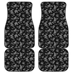 Black And White Flower Print Front and Back Car Floor Mats
