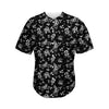 Black And White Flower Print Men's Baseball Jersey