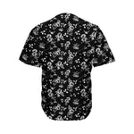 Black And White Flower Print Men's Baseball Jersey