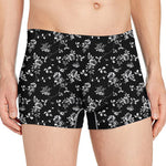 Black And White Flower Print Men's Boxer Briefs