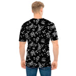 Black And White Flower Print Men's T-Shirt