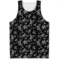 Black And White Flower Print Men's Tank Top