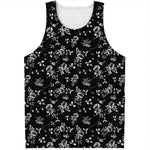 Black And White Flower Print Men's Tank Top