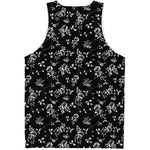 Black And White Flower Print Men's Tank Top