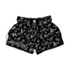 Black And White Flower Print Muay Thai Boxing Shorts