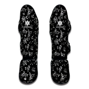 Black And White Flower Print Muay Thai Shin Guard