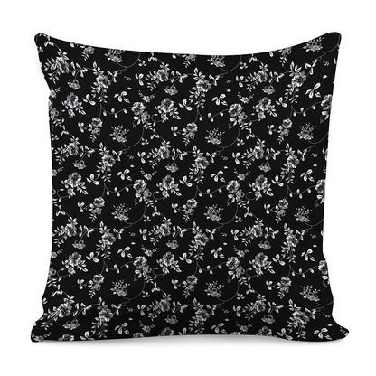 Black And White Flower Print Pillow Cover