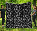 Black And White Flower Print Quilt