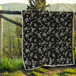 Black And White Flower Print Quilt