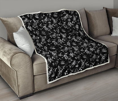 Black And White Flower Print Quilt