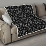 Black And White Flower Print Quilt