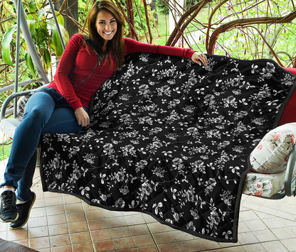 Black And White Flower Print Quilt