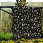 Black And White Flower Print Quilt