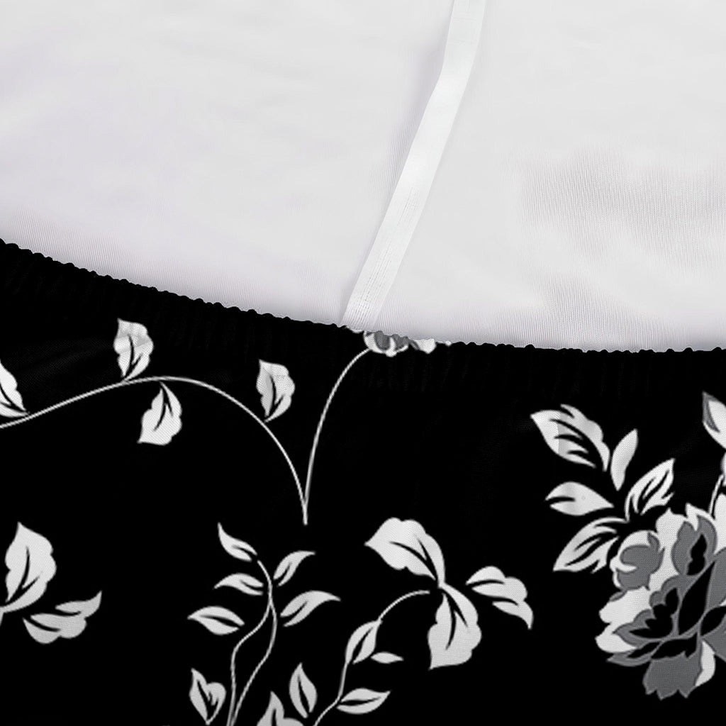 Black And White Flower Print Sofa Cover