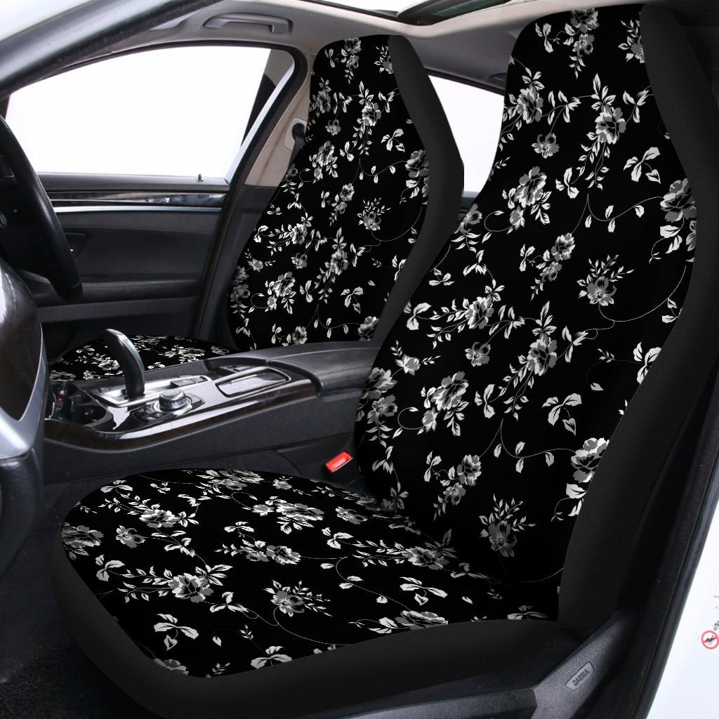 Black And White Flower Print Universal Fit Car Seat Covers