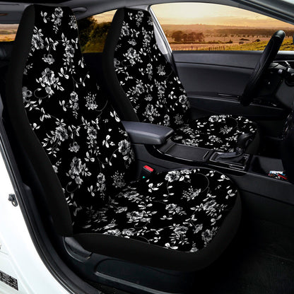 Black And White Flower Print Universal Fit Car Seat Covers