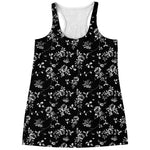 Black And White Flower Print Women's Racerback Tank Top