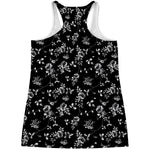 Black And White Flower Print Women's Racerback Tank Top