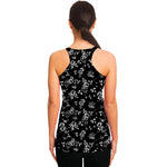 Black And White Flower Print Women's Racerback Tank Top