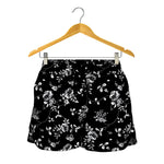 Black And White Flower Print Women's Shorts