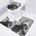 Black And White Funny Donkey Print 3 Piece Bath Mat Set