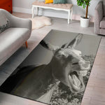 Black And White Funny Donkey Print Area Rug
