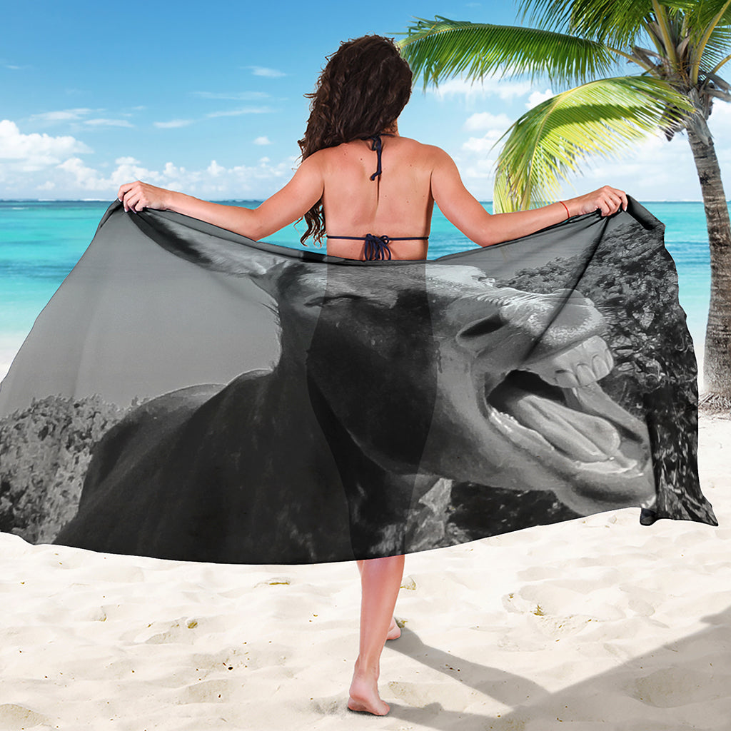 Black And White Funny Donkey Print Beach Sarong Wrap
