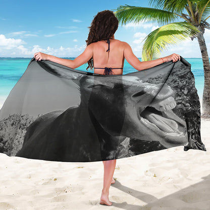 Black And White Funny Donkey Print Beach Sarong Wrap