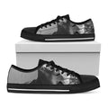 Black And White Funny Donkey Print Black Low Top Sneakers