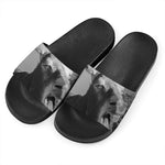 Black And White Funny Donkey Print Black Slide Sandals