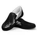 Black And White Funny Donkey Print Black Slip On Sneakers
